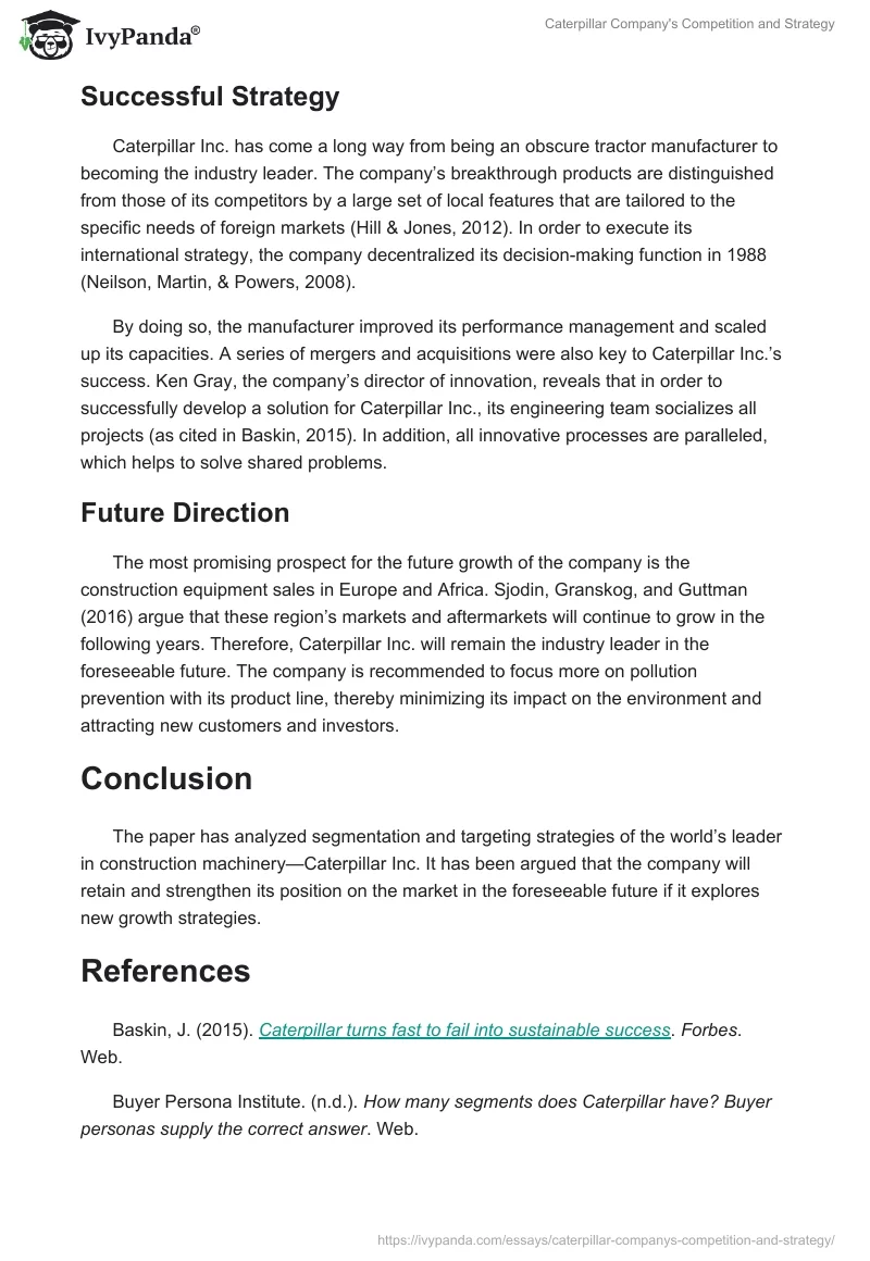 Caterpillar Company's Competition and Strategy. Page 4