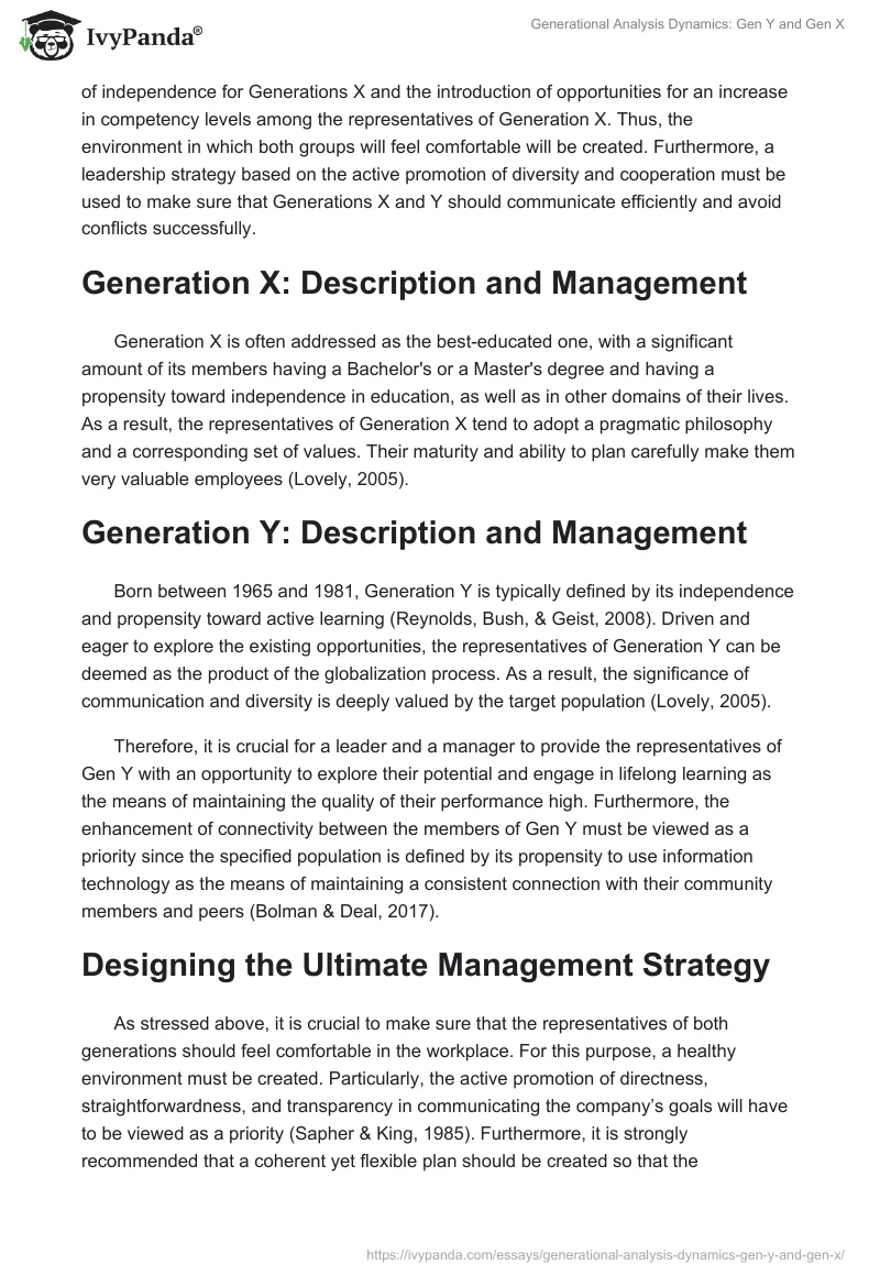 Generational Analysis Dynamics: Gen Y and Gen X. Page 2