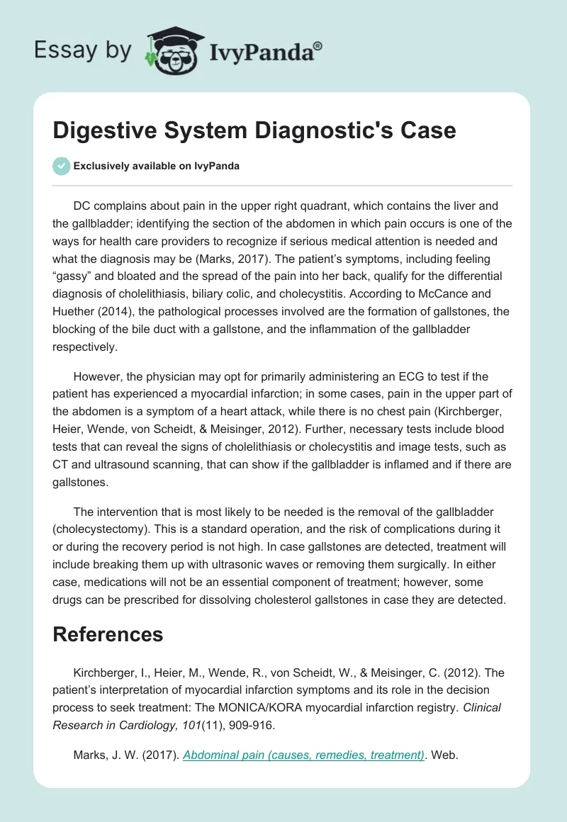 Digestive System Diagnostic's Case. Page 1
