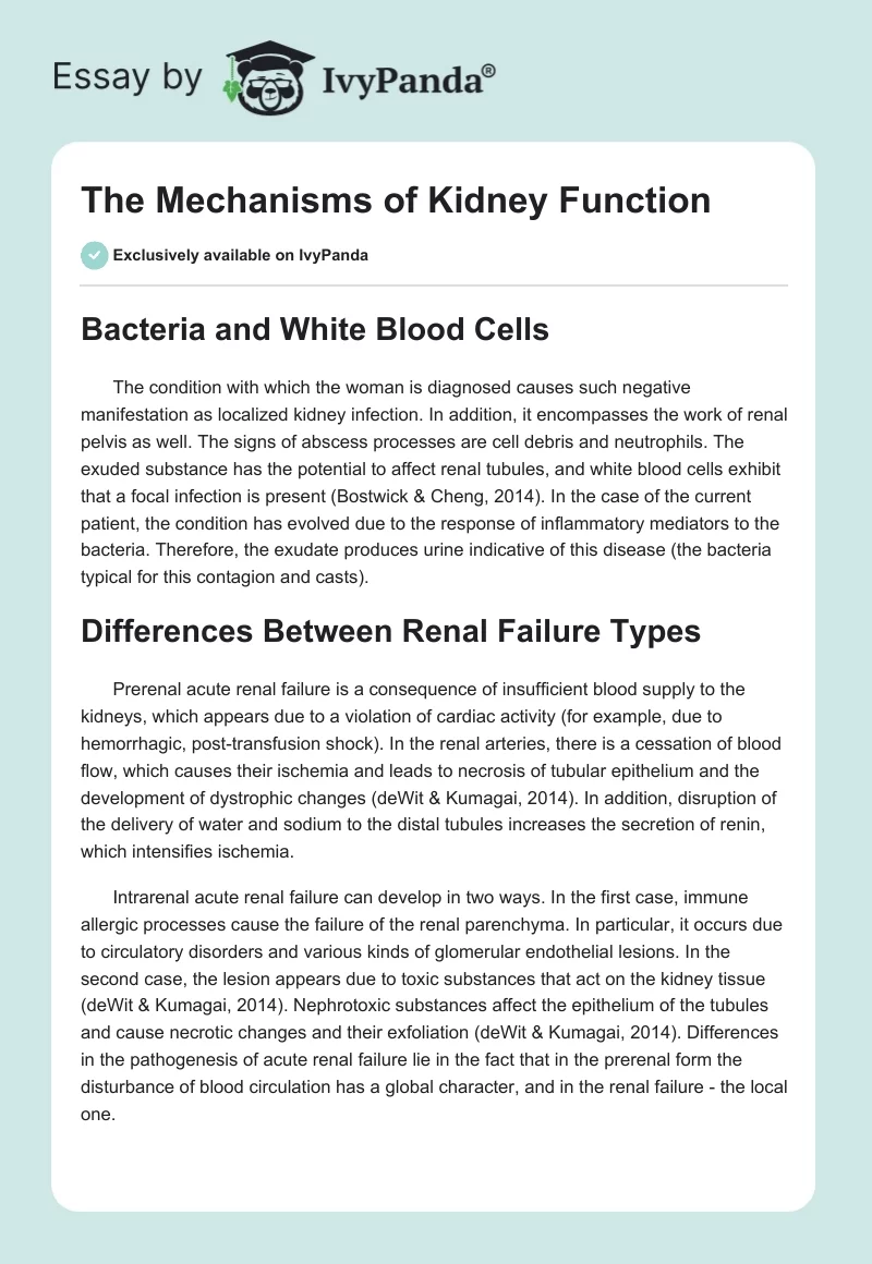 The Mechanisms of Kidney Function. Page 1