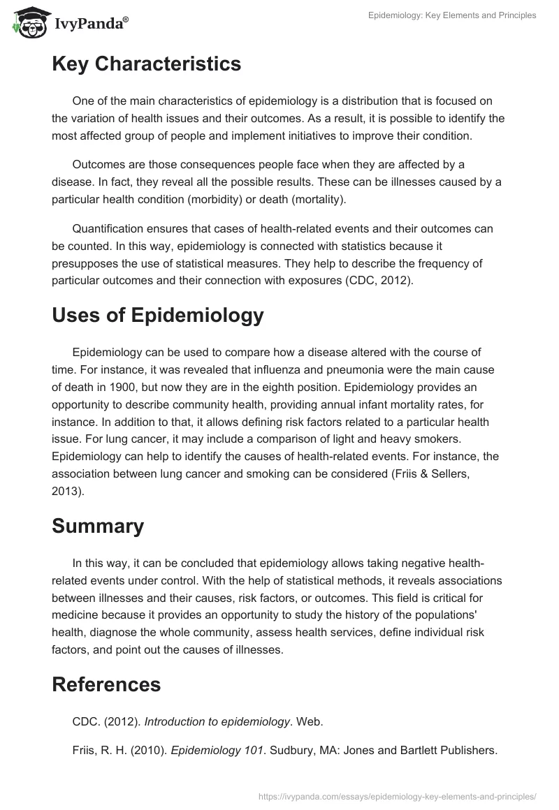 Epidemiology: Key Elements and Principles. Page 2