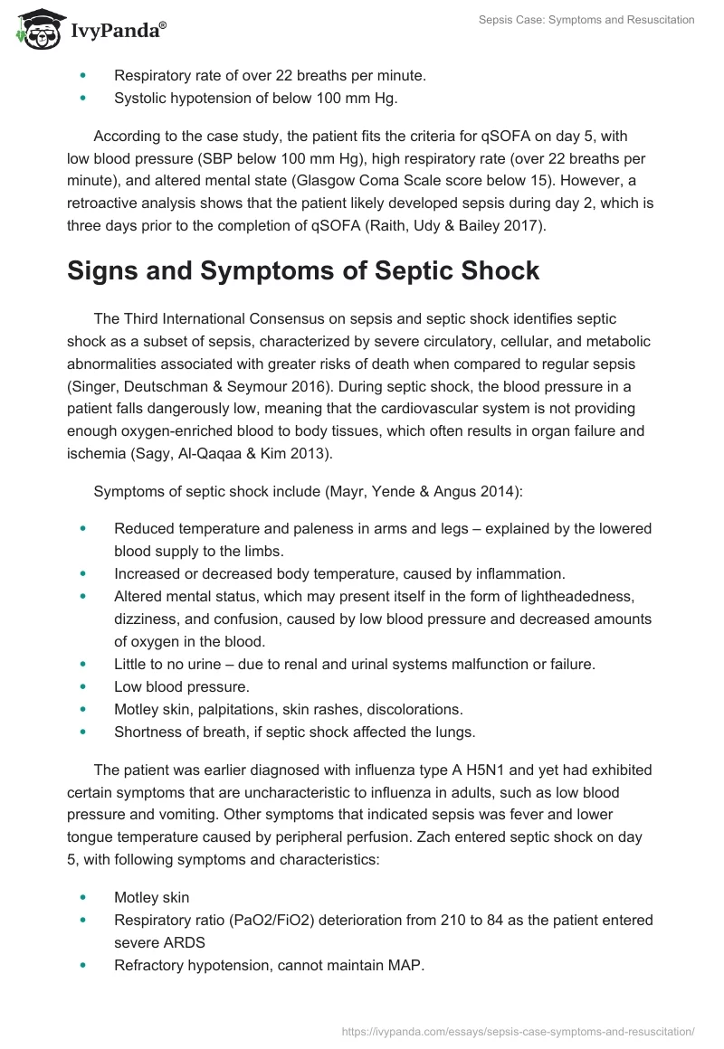 Sepsis Case: Symptoms and Resuscitation. Page 2
