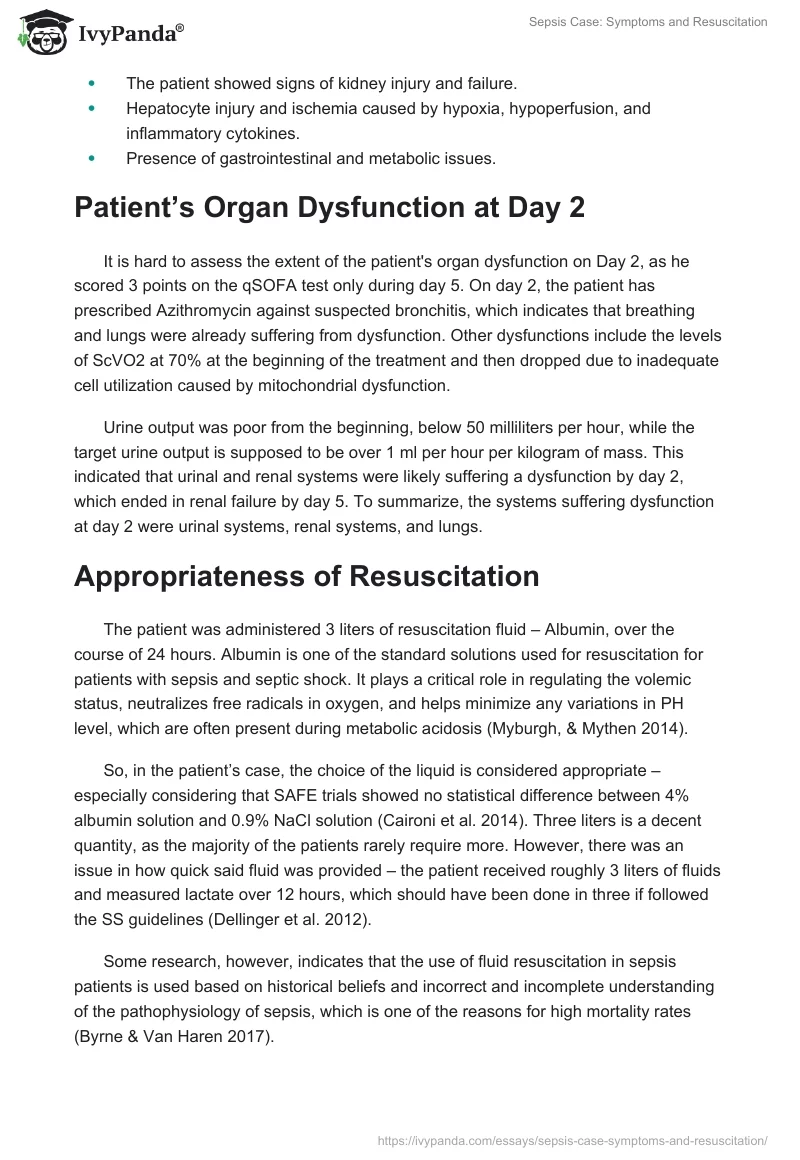 Sepsis Case: Symptoms and Resuscitation. Page 3