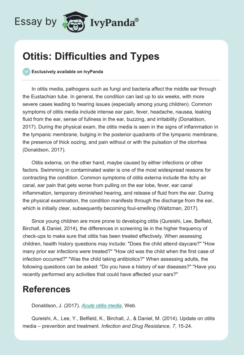 Otitis: Difficulties and Types. Page 1