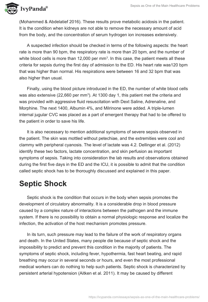 Sepsis as One of the Main Healthcare Problems. Page 2