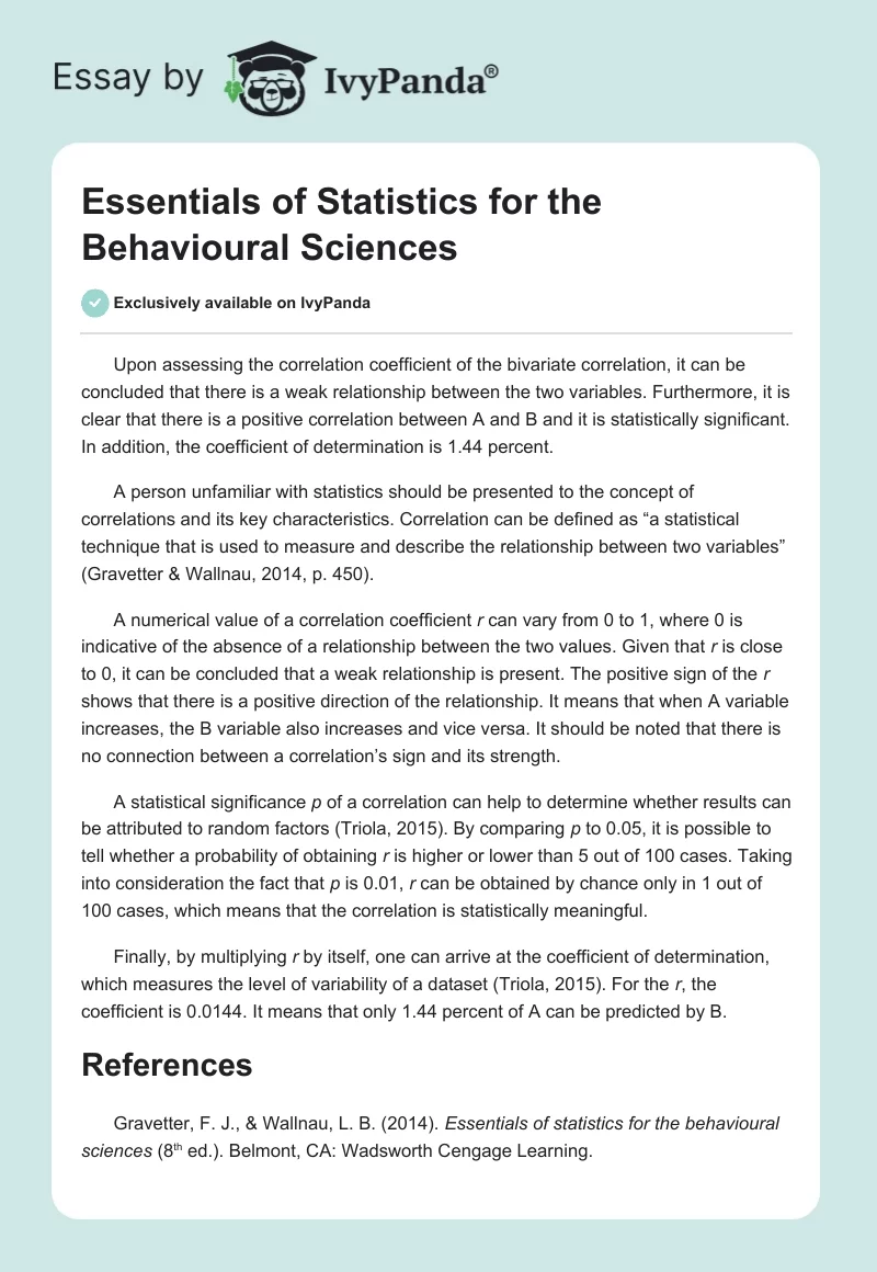 Essentials of Statistics for the Behavioural Sciences. Page 1