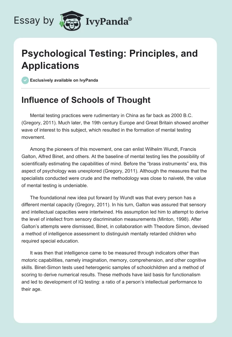 Psychological Testing: Principles, and Applications. Page 1