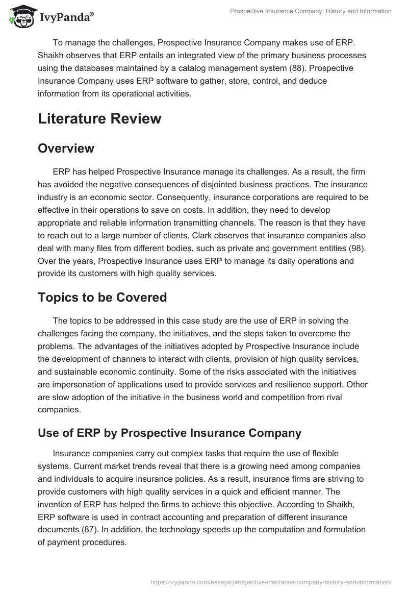Prospective Insurance Company: History and Information. Page 2