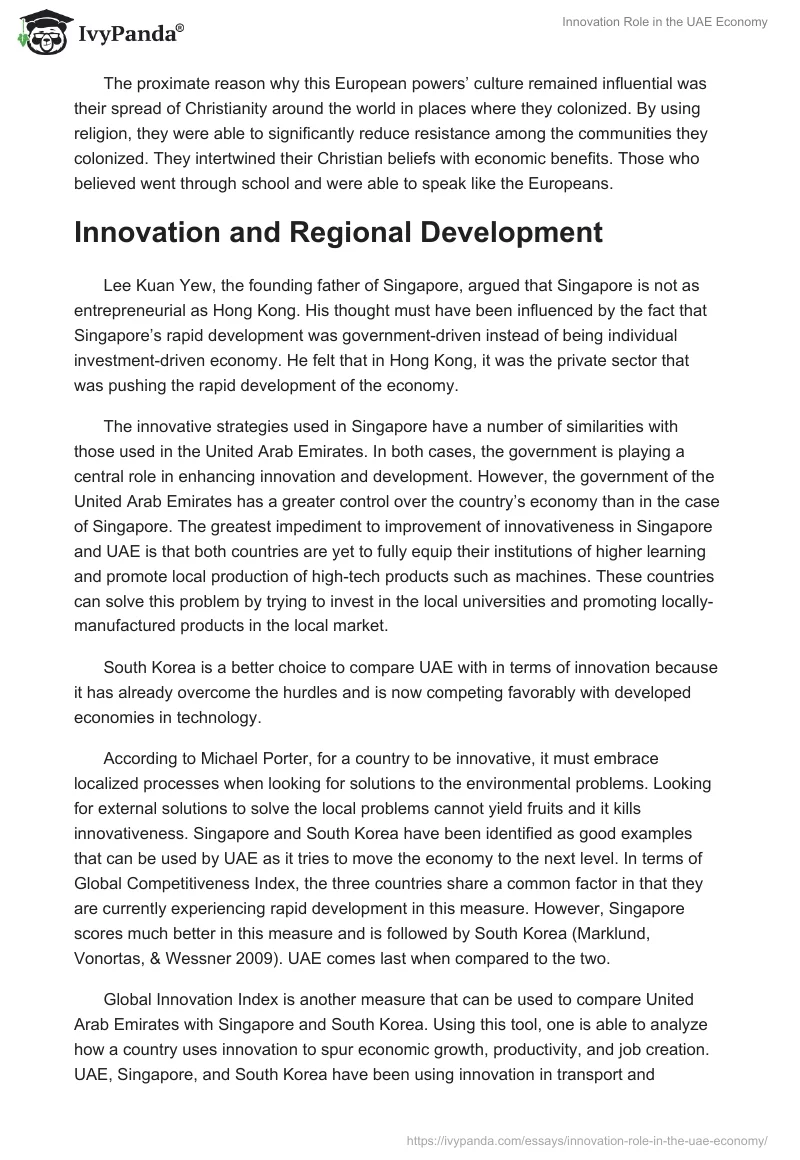 Innovation Role in the UAE Economy. Page 2