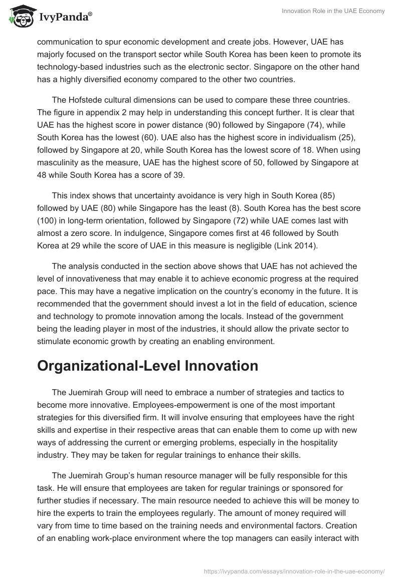 Innovation Role in the UAE Economy. Page 3