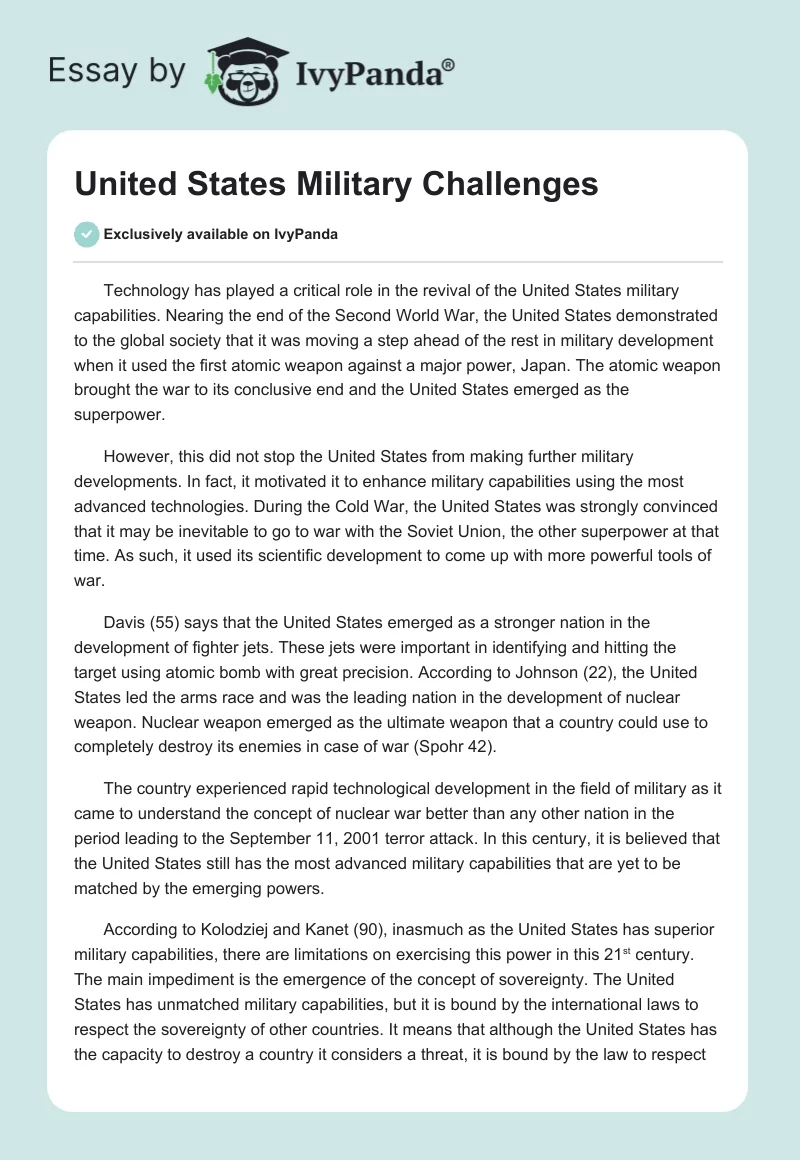 United States Military Challenges. Page 1