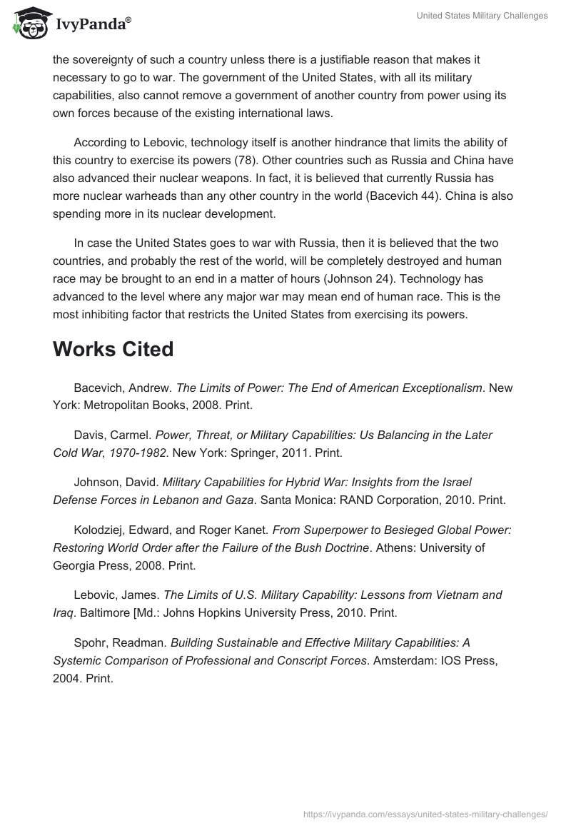United States Military Challenges. Page 2