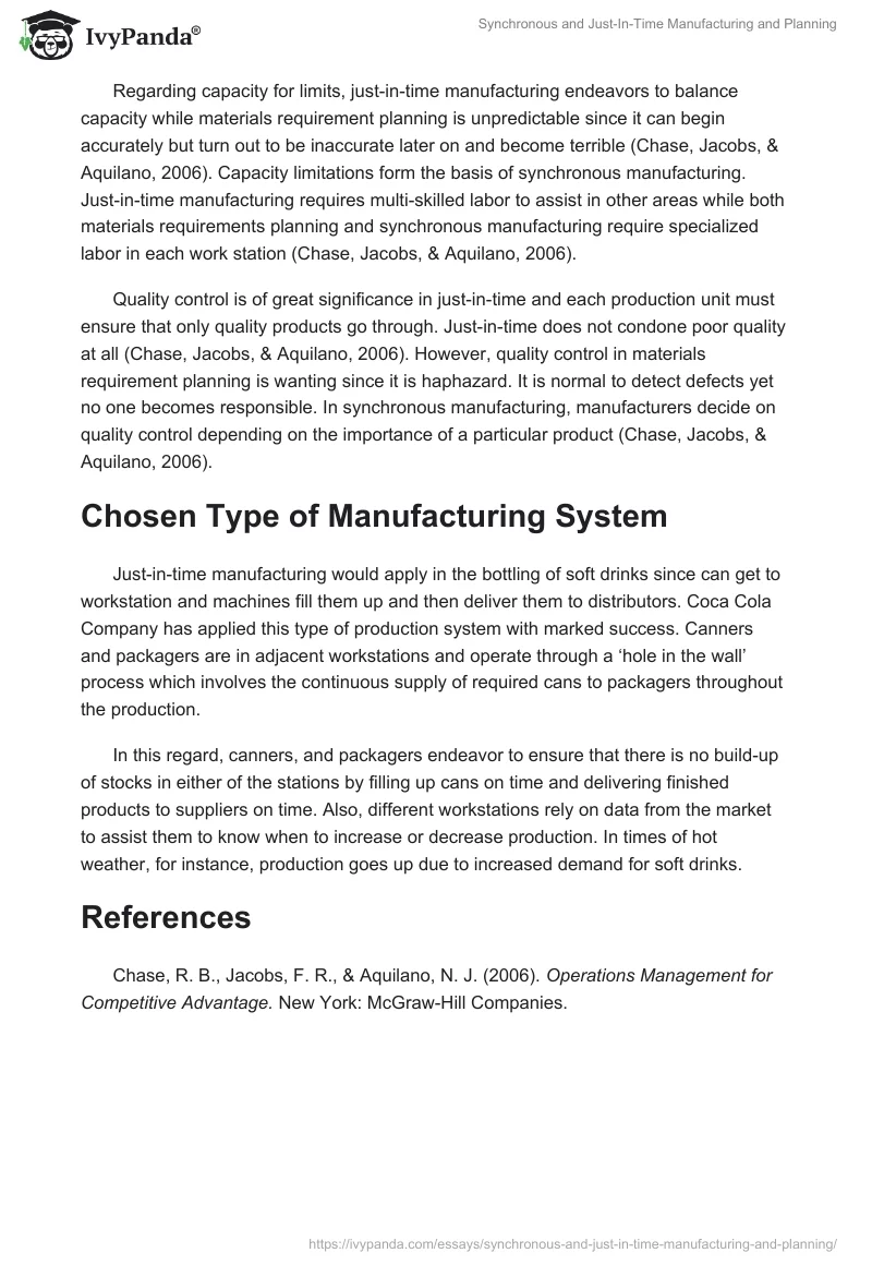 Synchronous and Just-In-Time Manufacturing and Planning. Page 2