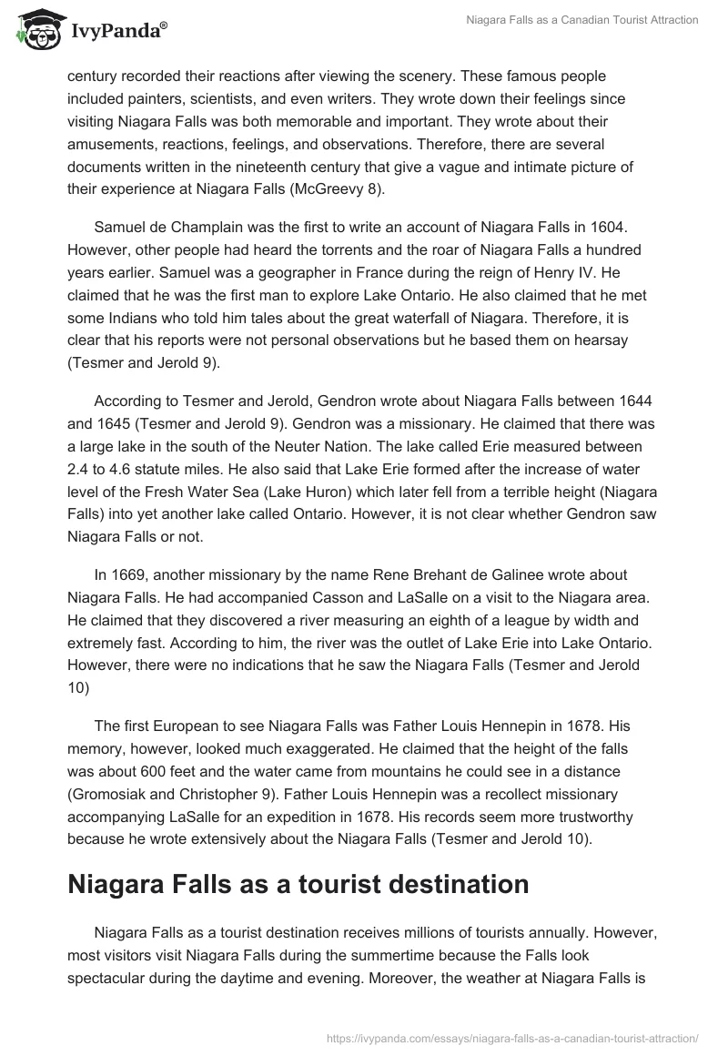 Niagara Falls as a Canadian Tourist Attraction. Page 3