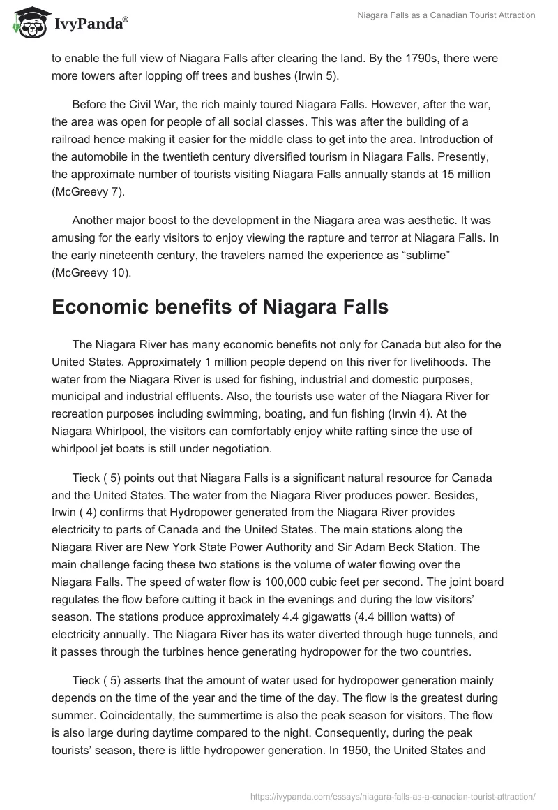 Niagara Falls as a Canadian Tourist Attraction. Page 5