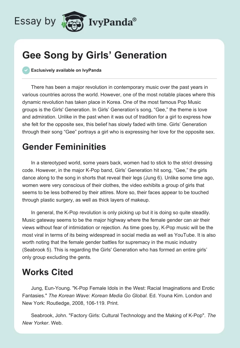 "Gee" Song by Girls’ Generation. Page 1
