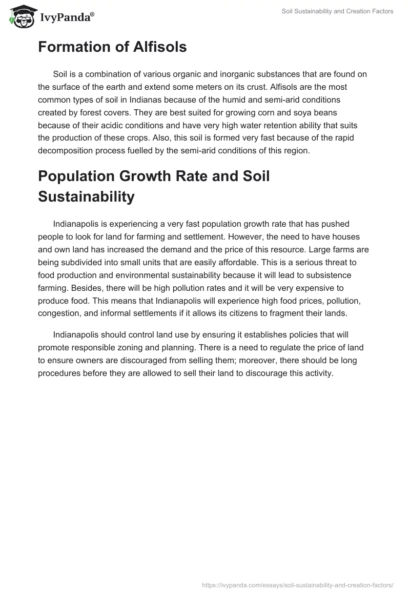 Soil Sustainability and Creation Factors. Page 2
