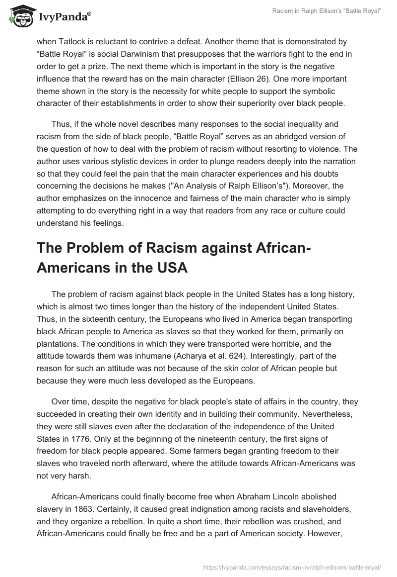 Racism in Ralph Ellison's “Battle Royal”. Page 2