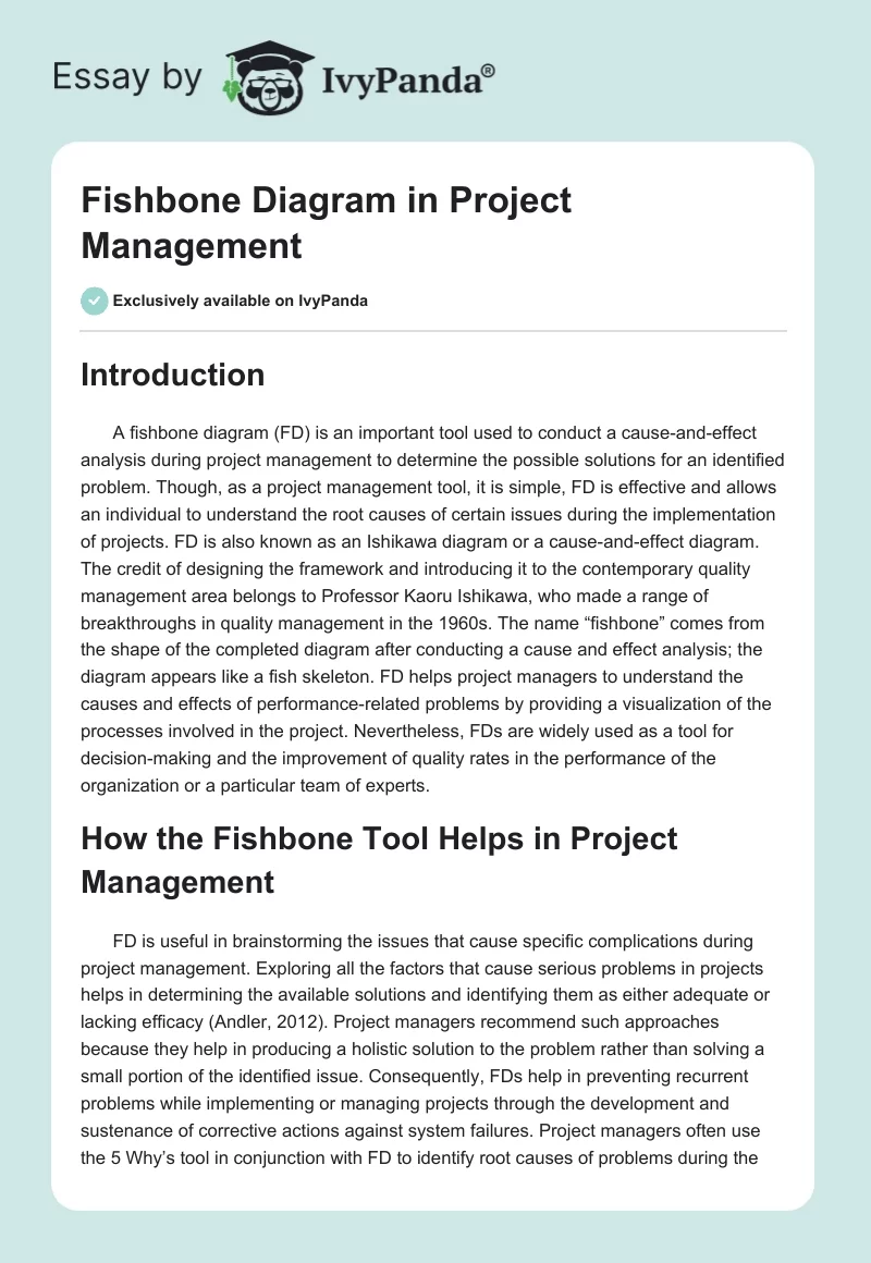 Fishbone Diagram in Project Management. Page 1