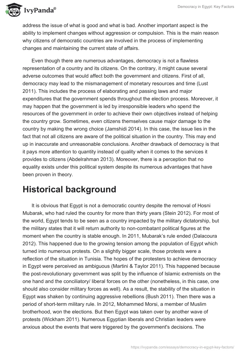 Democracy in Egypt: Key Factors. Page 4