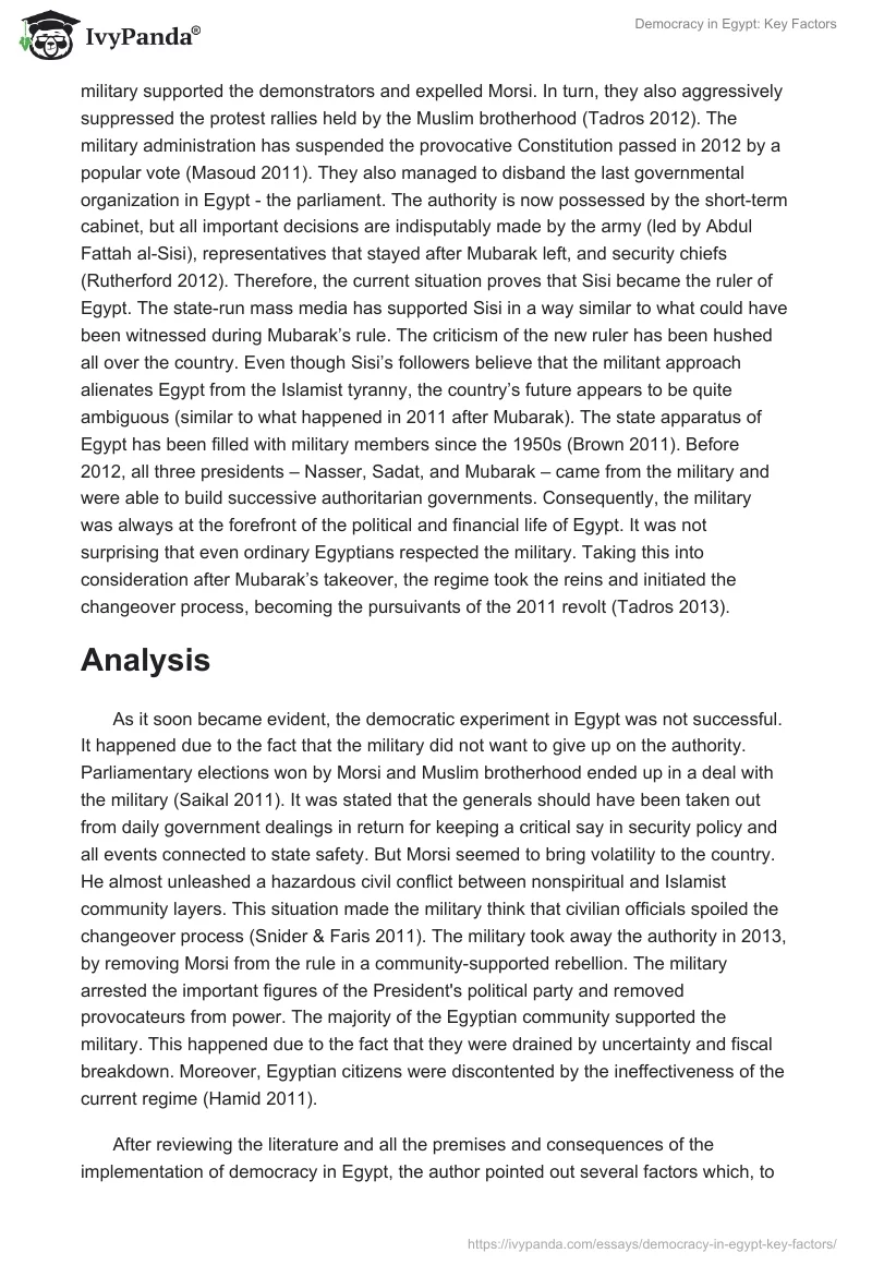 Democracy in Egypt: Key Factors. Page 5