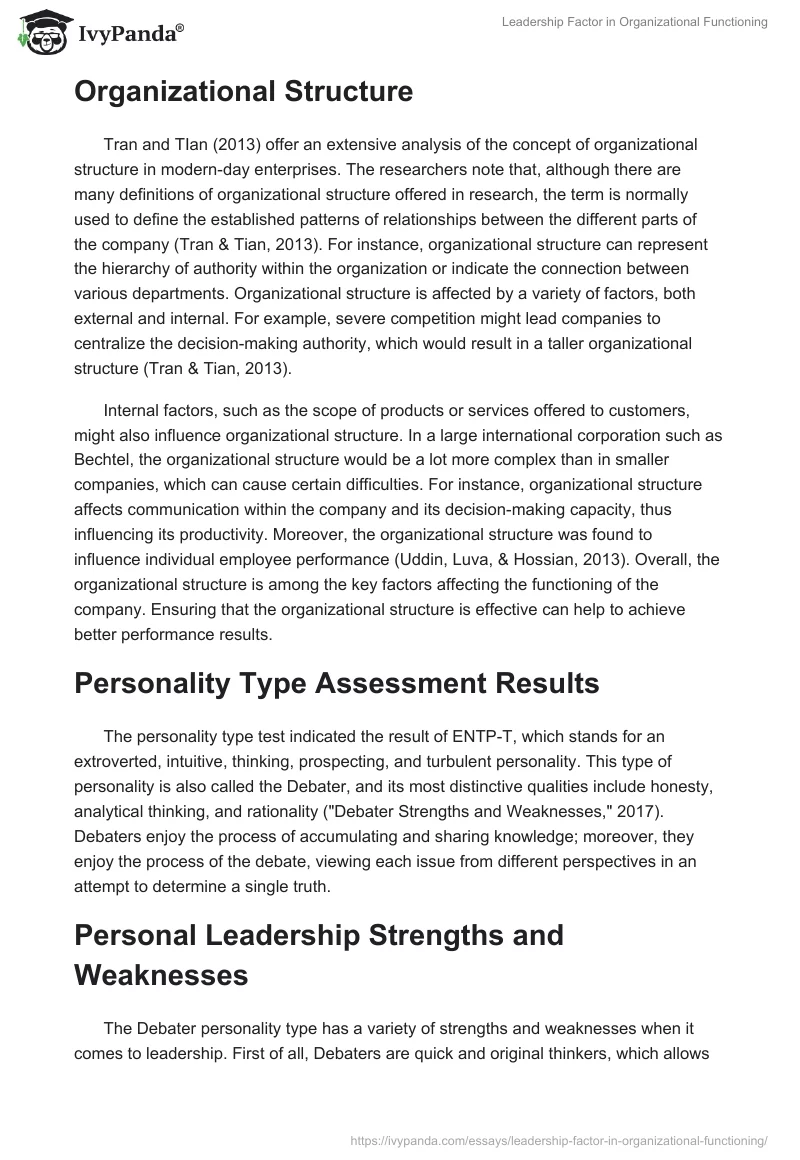 Leadership Factor in Organizational Functioning. Page 2