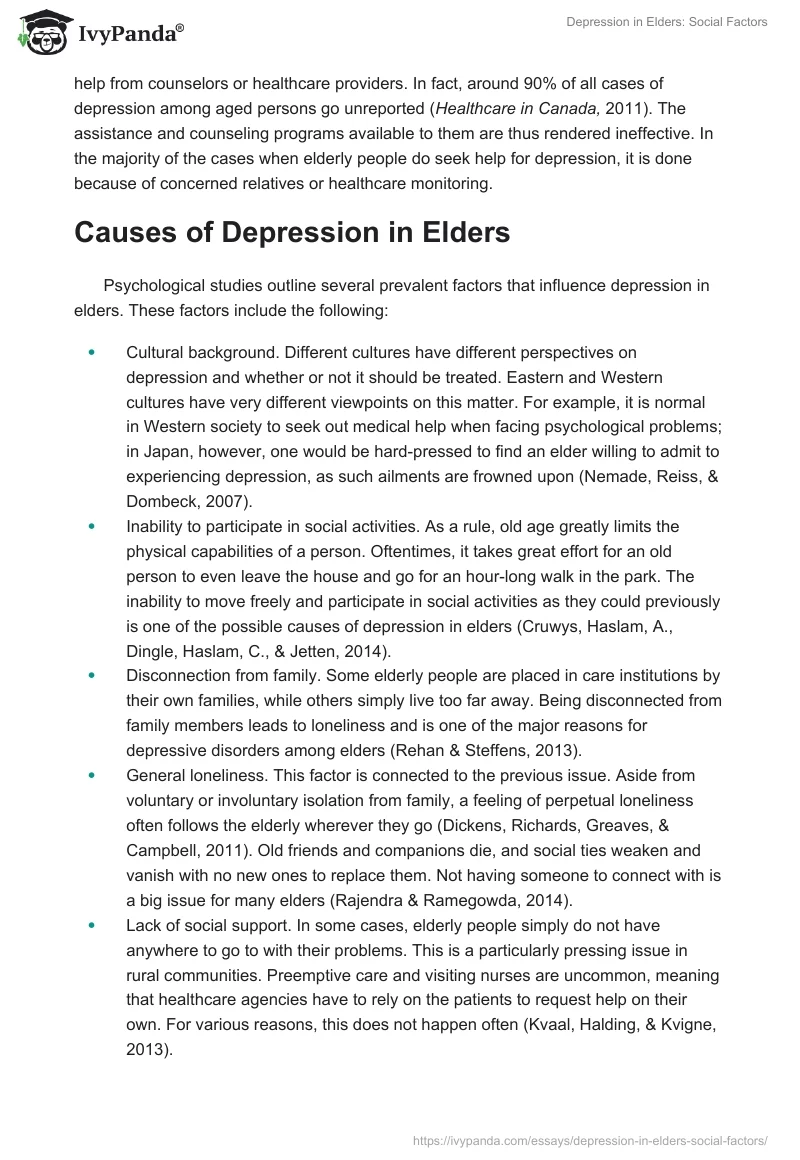 Depression in Elders: Social Factors. Page 2