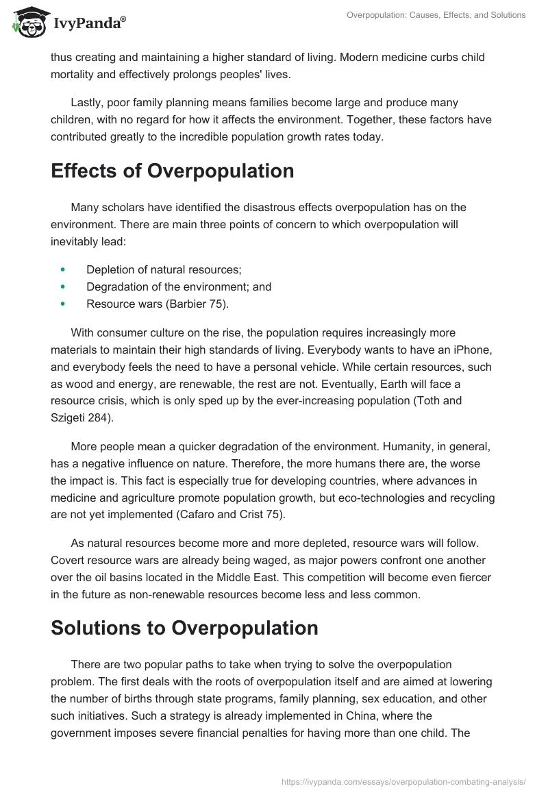 overpopulation research essay