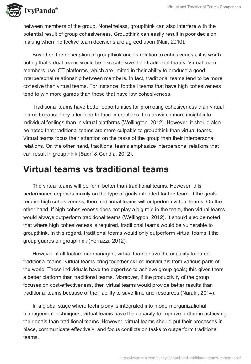 Virtual and Traditional Teams Comparison. Page 3
