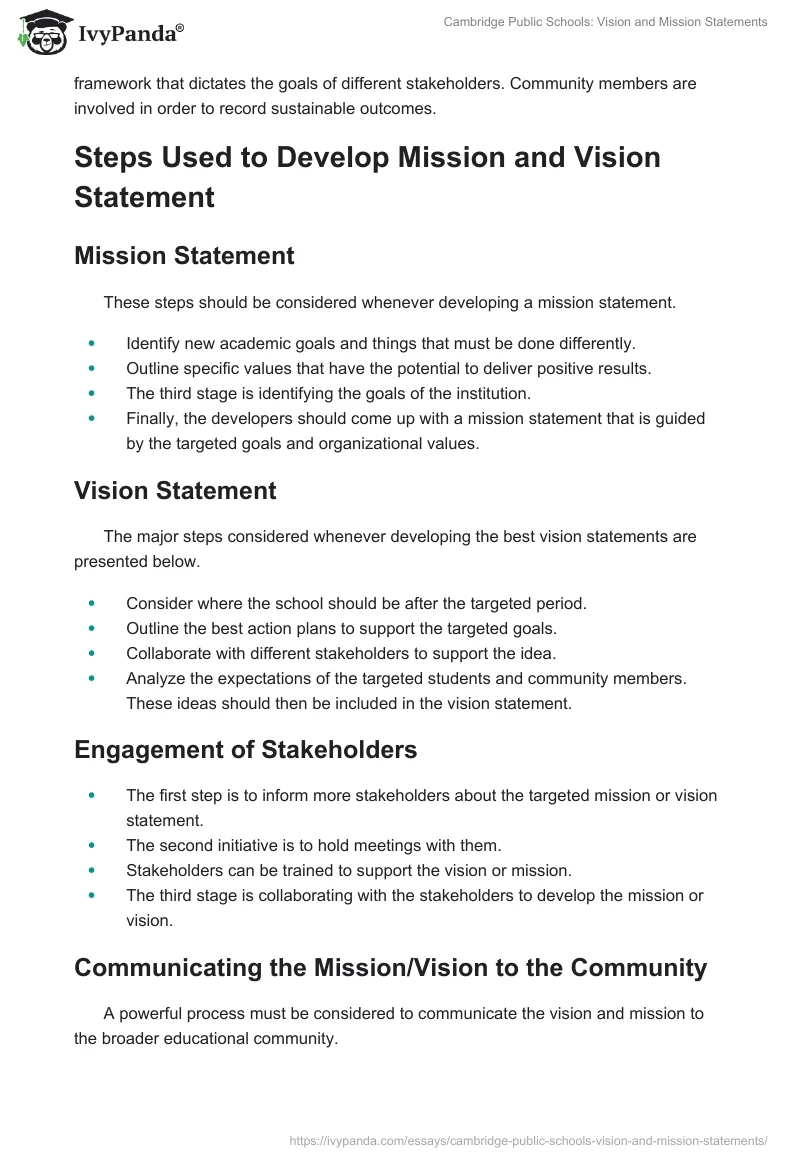 Cambridge Public Schools: Vision and Mission Statements. Page 3