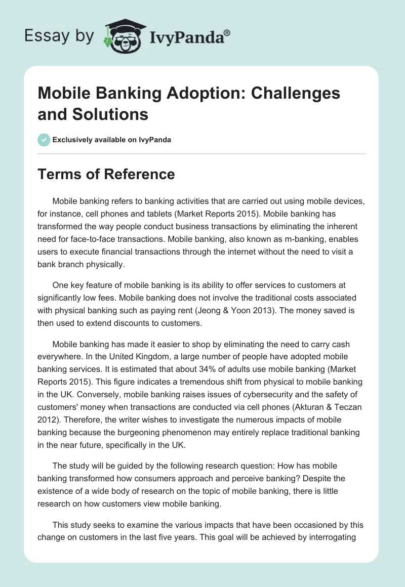 Mobile Banking Adoption: Challenges and Solutions. Page 1