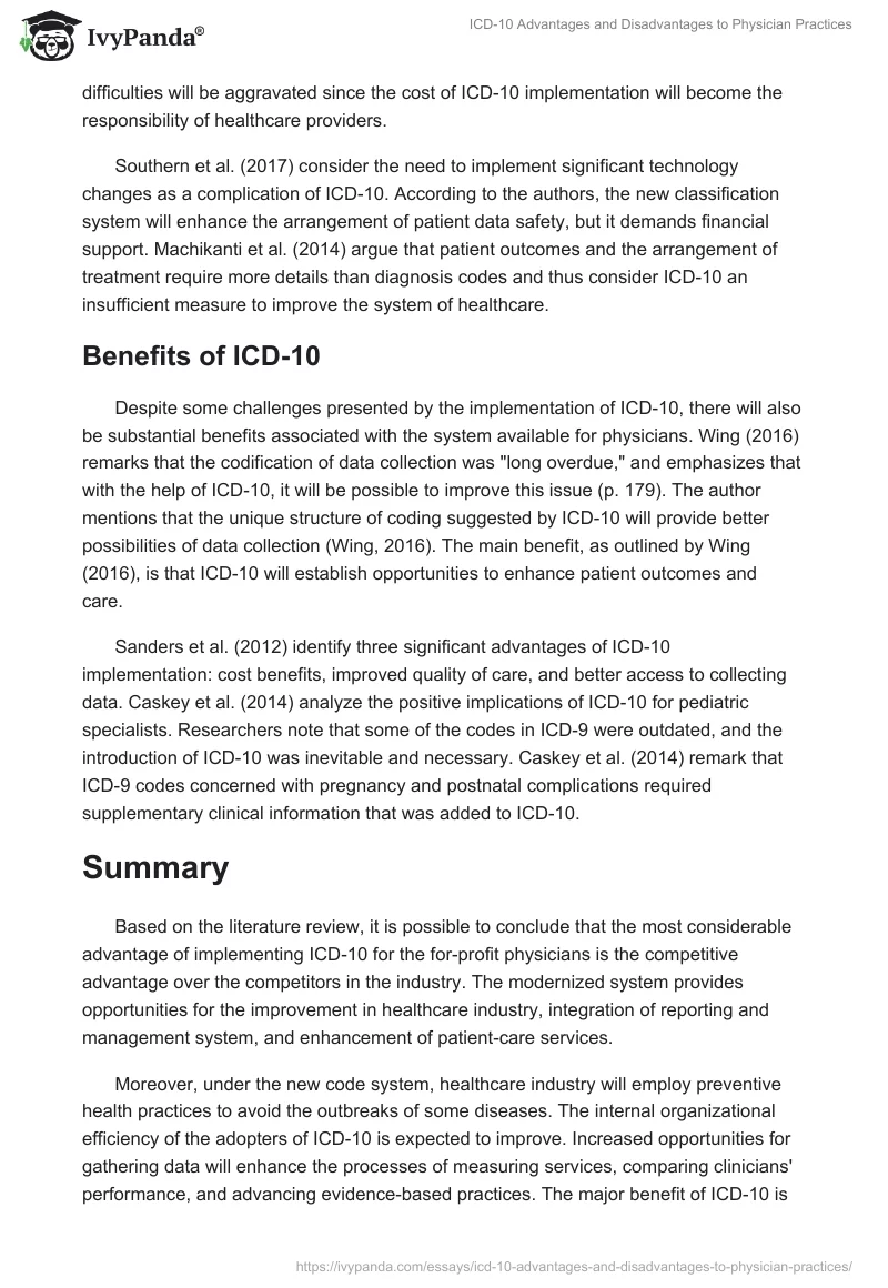 ICD-10 Advantages and Disadvantages to Physician Practices. Page 2