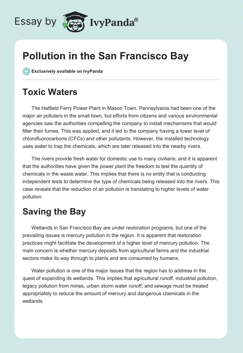 Pollution in the San Francisco Bay. Page 1