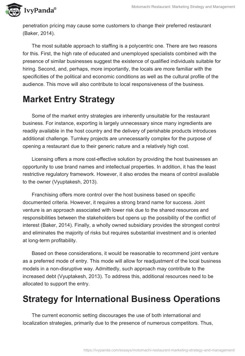 Motomachi Restaurant: Marketing Strategy and Management. Page 5