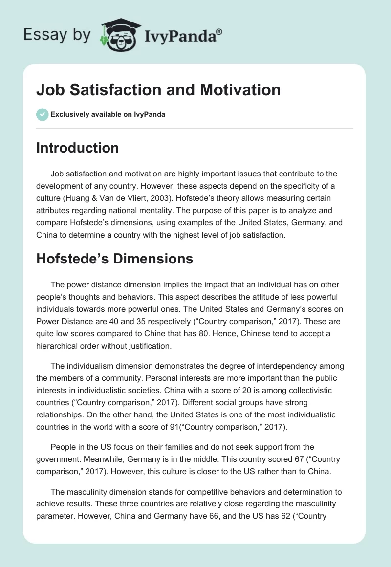 Job Satisfaction and Motivation. Page 1