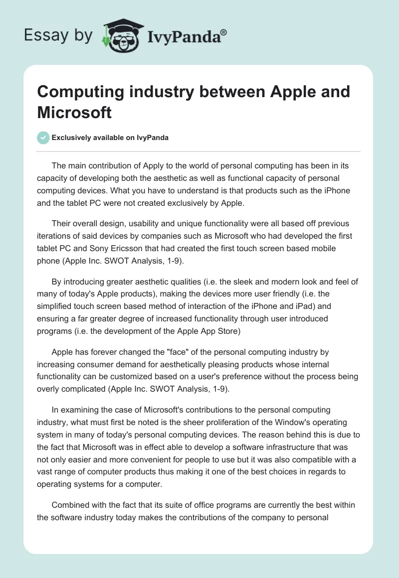 Computing Industry Between Apple and Microsoft. Page 1