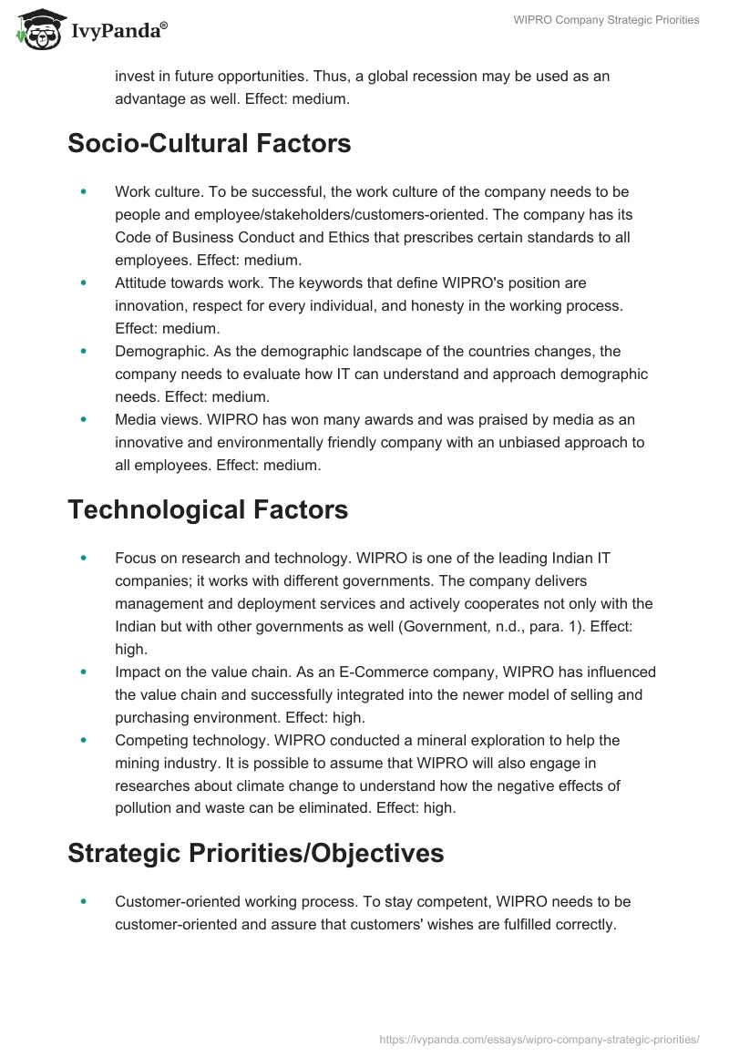 WIPRO Company Strategic Priorities. Page 2