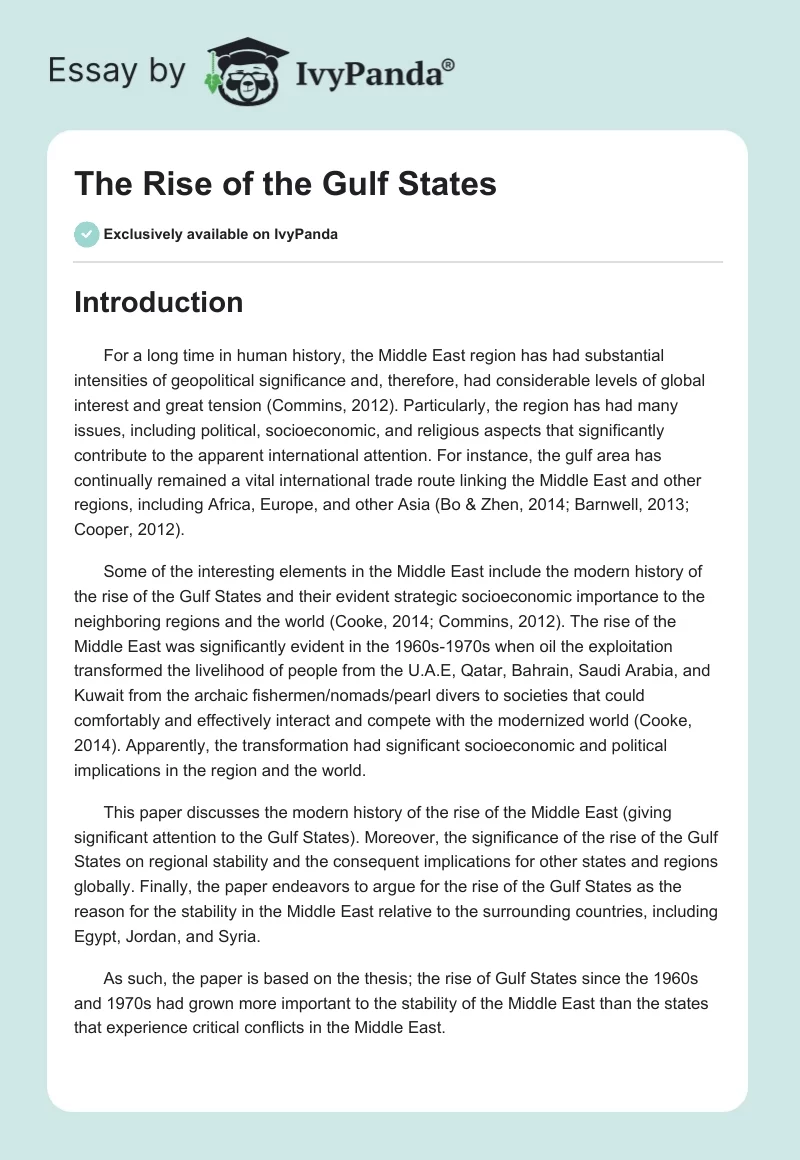The Rise of the Gulf States. Page 1