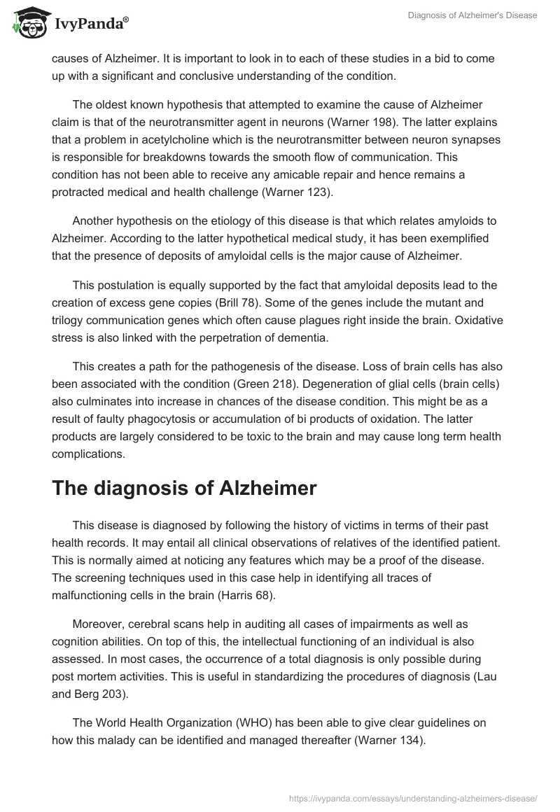 Diagnosis of Alzheimer's Disease. Page 2