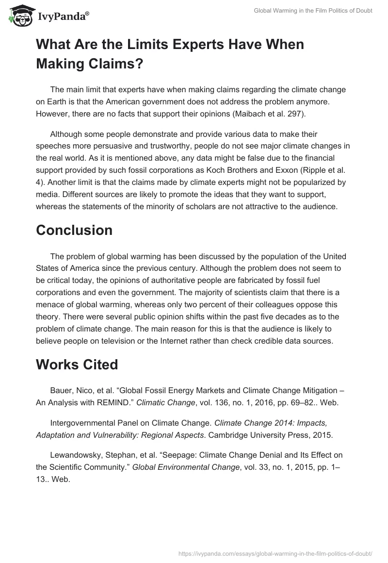 Global Warming in the Film "Politics of Doubt". Page 3