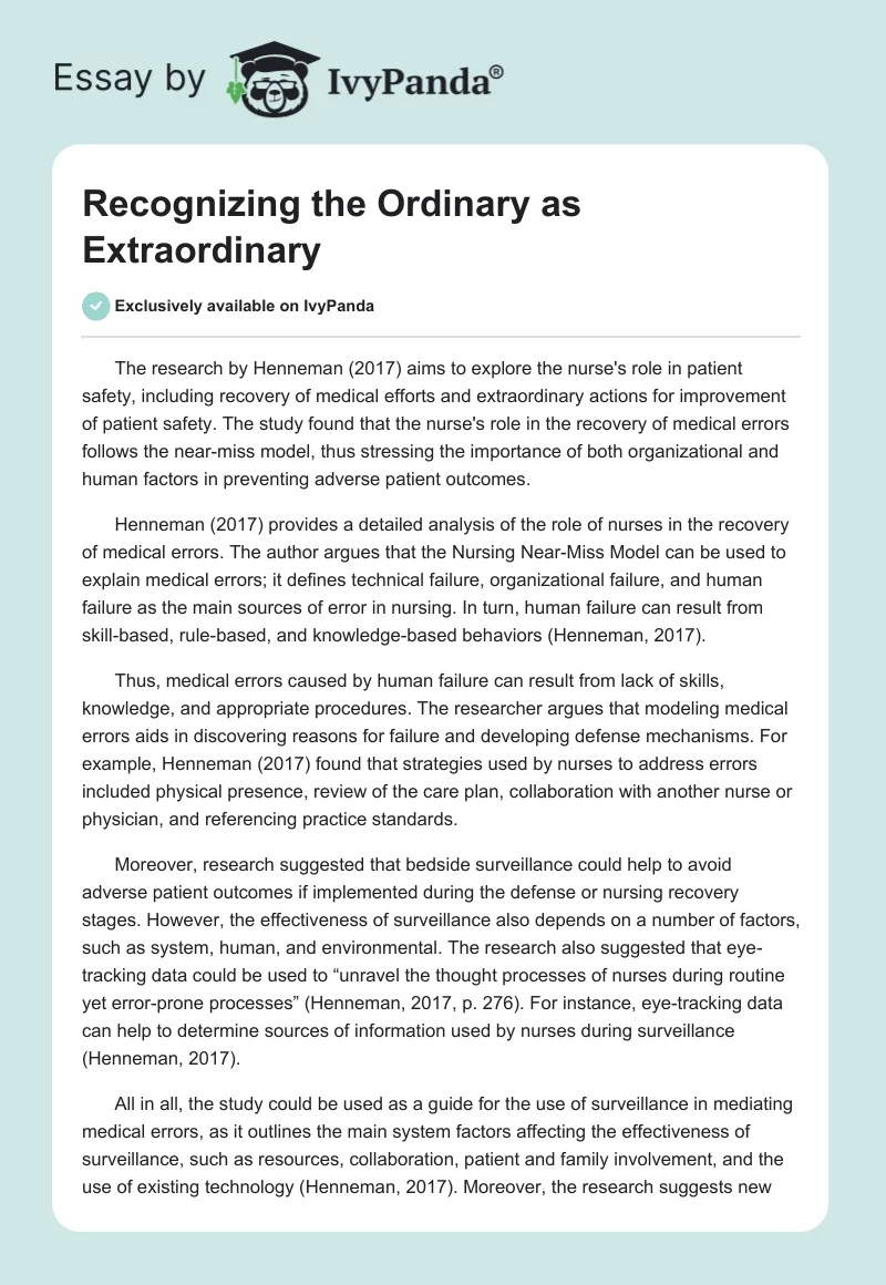 Recognizing the Ordinary as Extraordinary. Page 1