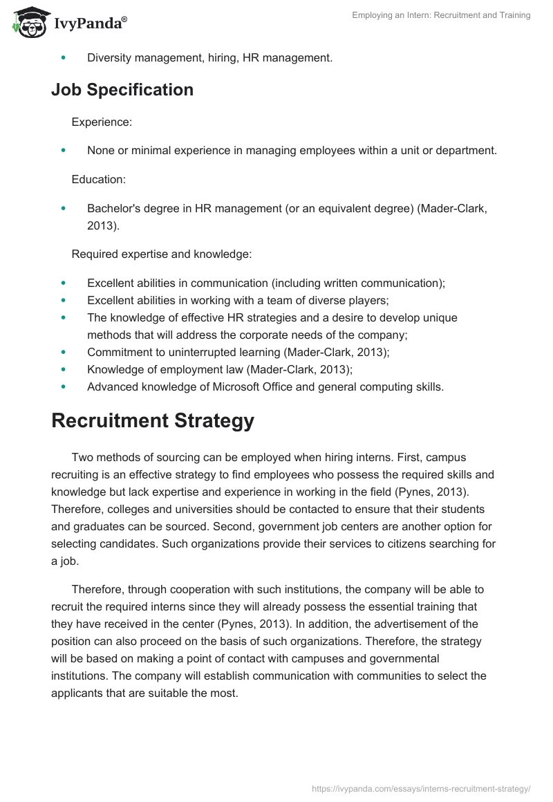 Employing an Intern: Recruitment and Training. Page 2