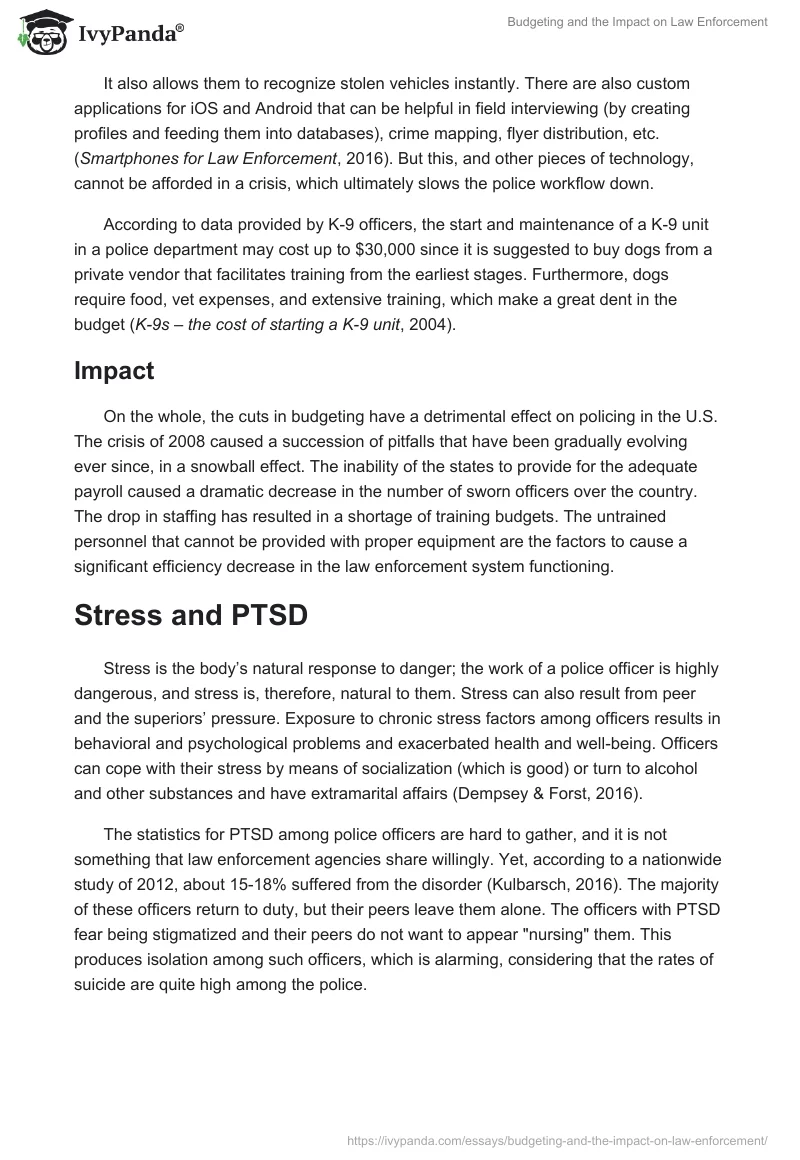 Budgeting and the Impact on Law Enforcement. Page 3