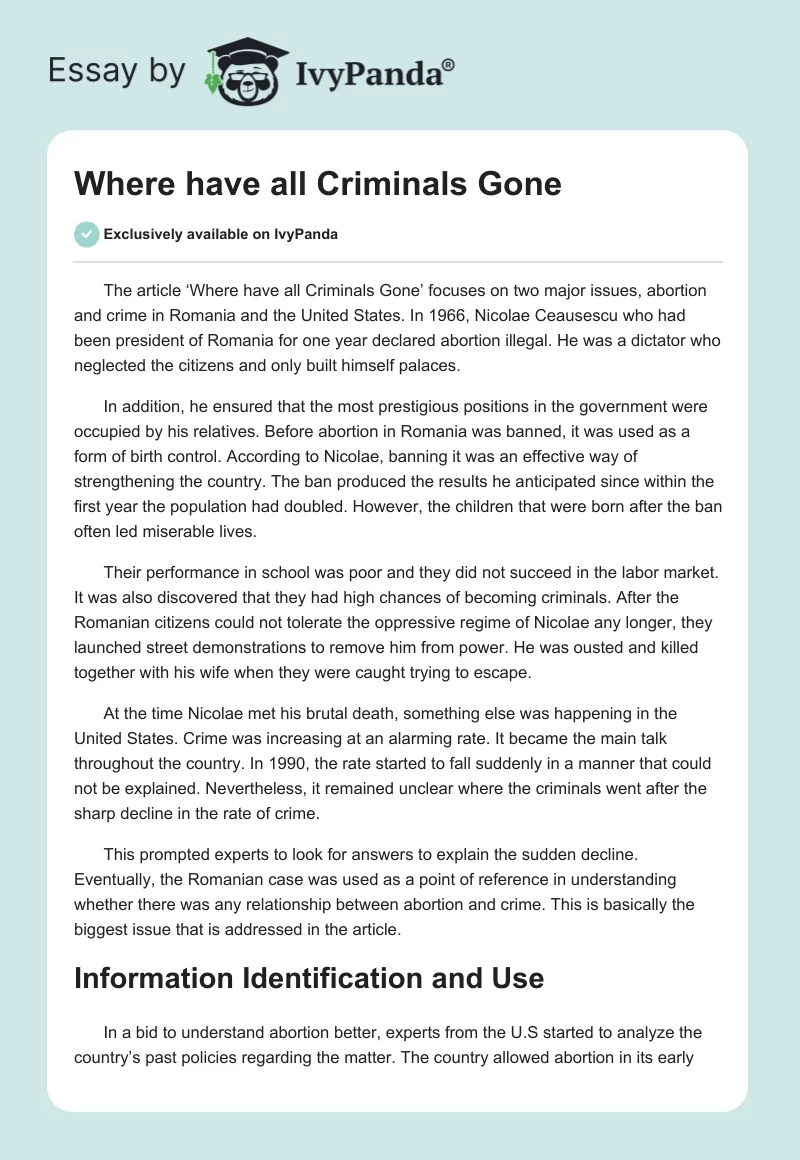Where have all Criminals Gone. Page 1