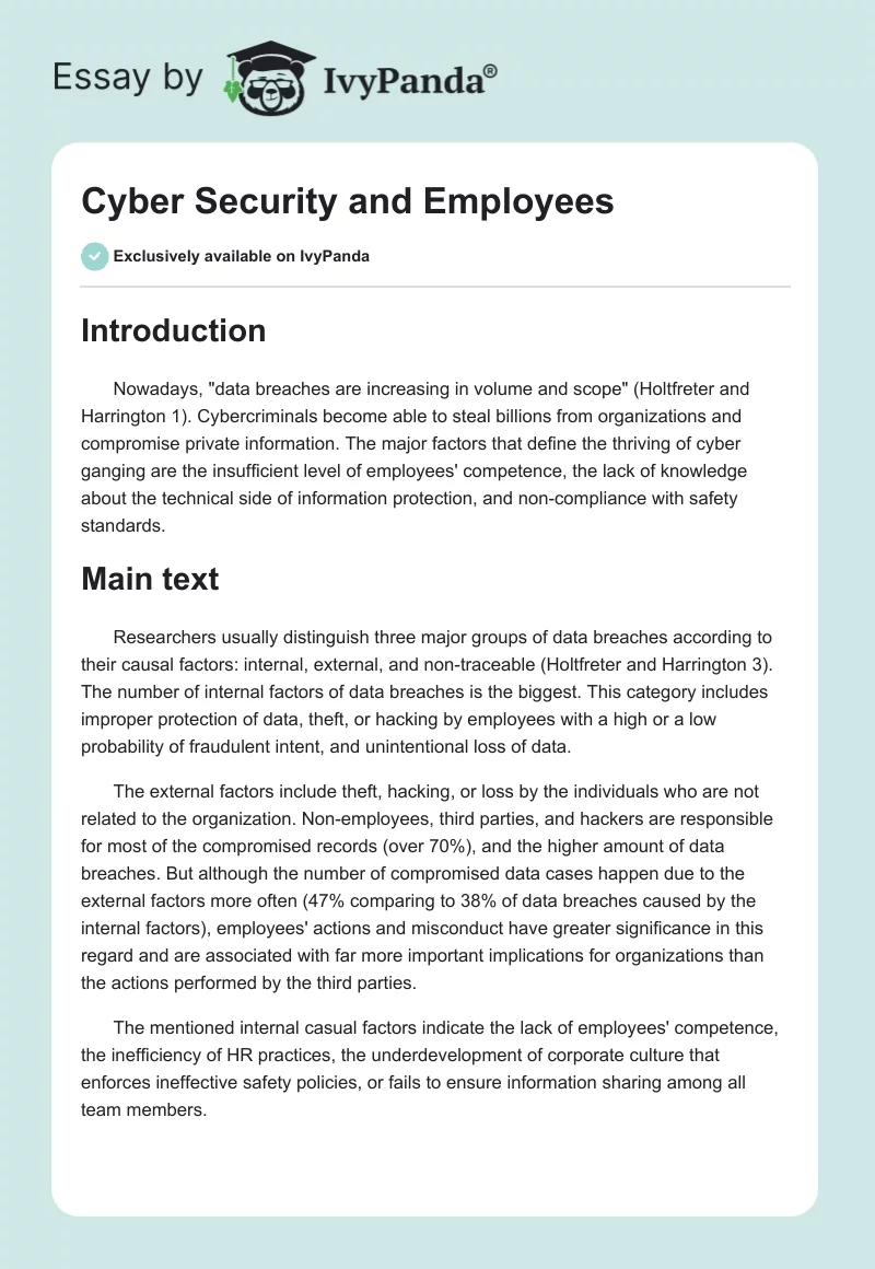 Cyber Security and Employees. Page 1
