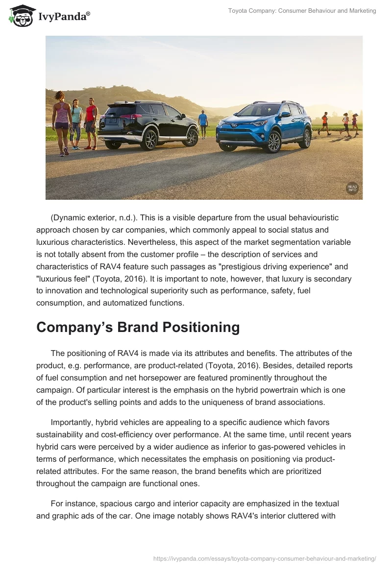 Toyota Company: Consumer Behaviour and Marketing. Page 2
