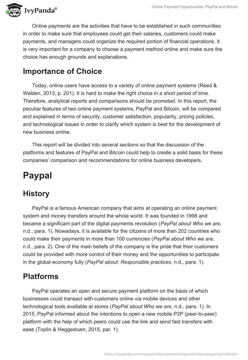 Online Payment Opportunities: PayPal and Bitcoin. Page 2