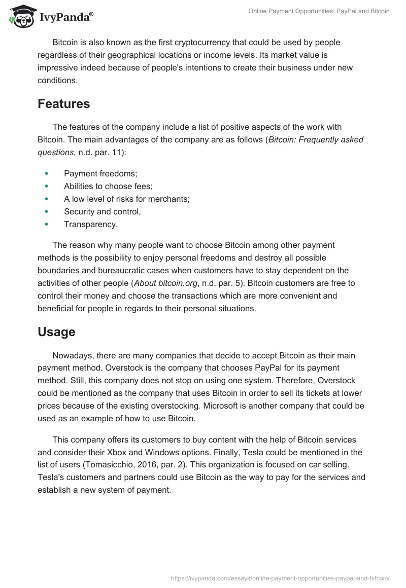Online Payment Opportunities: PayPal and Bitcoin. Page 5