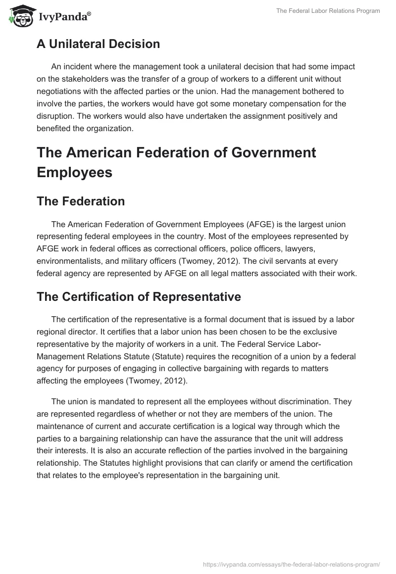 The Federal Labor Relations Program. Page 2