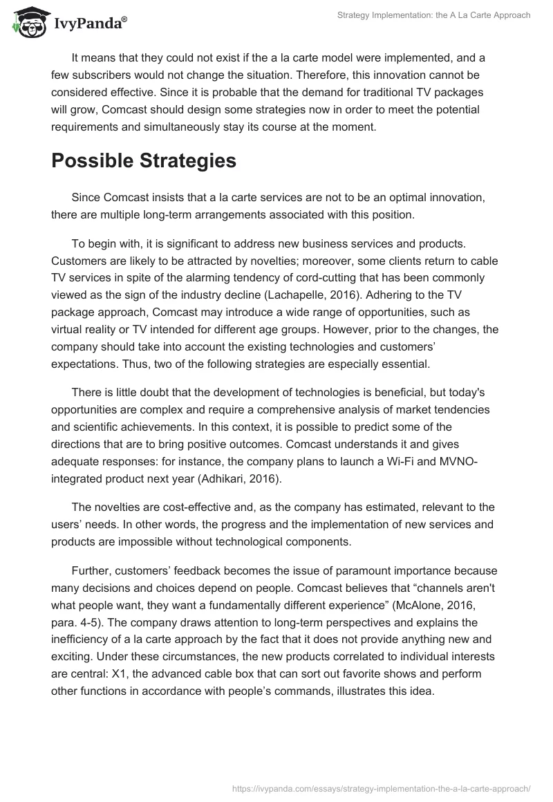 Strategy Implementation: the A La Carte Approach. Page 2